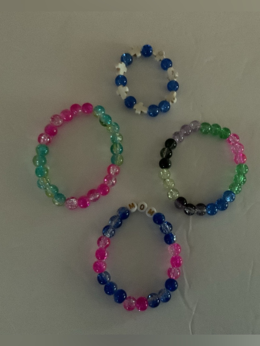 Colorful Multi-Bead Stretch Bracelet Set - Pink, Blue, Green